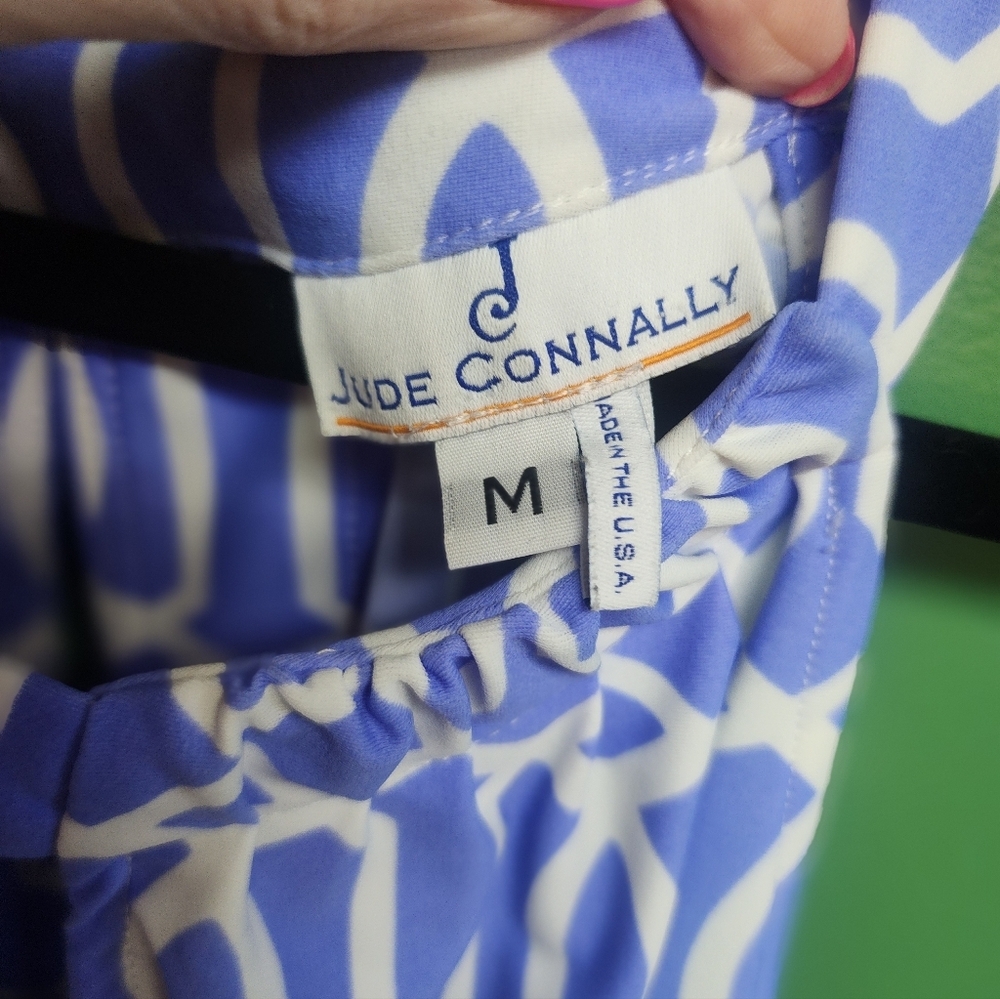 Jude Connally Blue & White Geometric Shift Dress | Size M | Made in USA - Picture 2 of 4